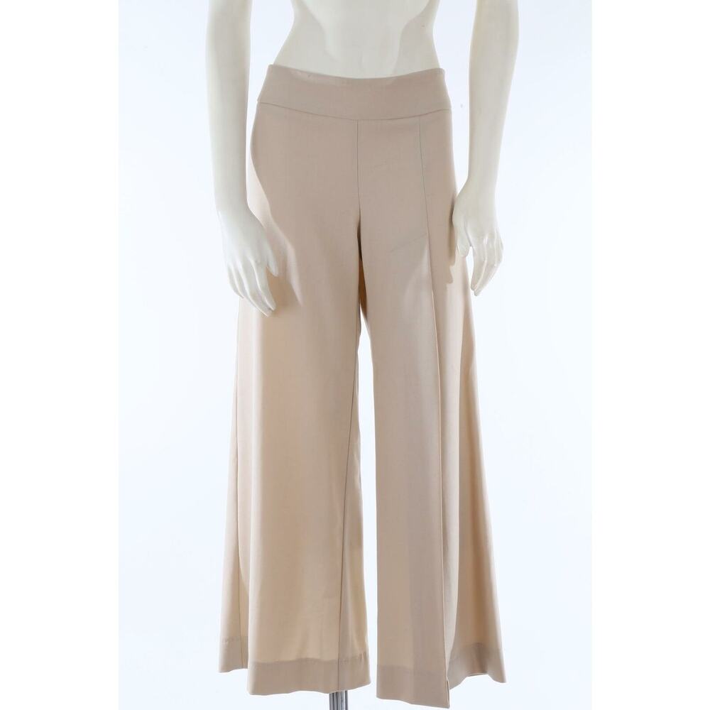 VANESSA PALMER Beige Cut Out Double Slit Wide Leg Pants Size 4